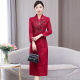 
LKSX Happy Mom Wedding Gown Young High-end Atmospheric Winter Wedding Dress Fall and Winter Wedding Festive High-end Wedding Red 9902# L Recommended 100-110Jin [Jin equals 0.5 kg]