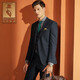 BUSYCON suit men's suit British style professional casual formal suit groom wedding wedding high-end suit men's three-piece suit gray black high quality top + vest + pants XL 52 reference weight 150-160Jin Jin is equal to 0.5 kg