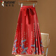 Новый китайский стиль в дятеле улучшенная юбка Hanfu красная половина для женщин 2024 Spring, осенняя и зимняя юбка для лошадей в новом стиле для работы 9898 Black S