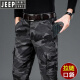 吉普（JEEP）【高档轻奢】工装裤男宽松直筒裤子多口袋迷彩长裤纯 棉秋冬季厚 厚款 军绿色9926 L
