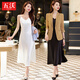 Wuwo high-end professional suit women's suit suit jacket inner strap dress for women summer temperament slim outer skirt 9711 black jacket + green dress XL
