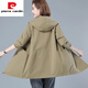 Pierre Cardin middle-aged and elderly women's spring and autumn mid-length coat 2025 new middle-aged mom | mom casual loose hooded cotton style Khaki XL suitable for 125-135 Jin Jin equals 0.5 kg