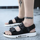 Changxiang Huili Junior High School Student Sandals for Men in Spring and Autumn and Summer Outdoor Casual Beach Shoes Men Korean Velcro Sandals Men W9921 Black and White 39