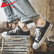 
Reli canvas shoes men's shoes spring low top versatile casual shoes male student couple soft sole breathable shoes men's sports board shoes black (women's style is one size smaller, men's style is normal) 45