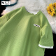
Ronghu waffle short-sleeved T-shirt design mint mambo summer green loose top round neck summer couple top 1048 white 2XL