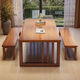 GIVANSH New Chinese Dining Table Home Dining Table Chair Combination Simple Living Room Large Board Reading Table Workbench Integrated Solid Wood Desk CR9901# Walnut Color Single Table 140x80x75cm