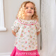 Happyology British children and girls short-sleeved floral shirt pure cotton bottoming baby girl loose shirt top colorful Newnham 98 (98cm)