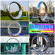 Stainless steel creative cultural tourism lighting waterscape sculpture hollow moon square white steel municipal ring ornaments manufacturer milky white