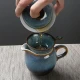 Su Shi Ceramics SUSHI CERAMICS Tea Set New Kiln Change Silver Glaze Tea Bowl Apple Kung Fu Tea Cup Ceramic Sancai Cover Bowl 13 Heads Gift Box