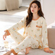 优诗菲6XL特大码纯棉长袖睡衣女春秋胖mm加肥加大码200斤宽松休闲两件套 A9202 长袖长裤100%棉 6XL 220-240斤