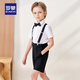 Romon boys dress summer children's graduation performance suit kindergarten overalls flower girl black suit 150