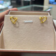Vatican-made old Phoenix gold shop style brushed craft 18k gold love earrings heart-shaped yellow I gold earrings and earrings for girls hypoallergenic brushed love earrings a pair
