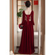 Paviso Toast Wear Bridal Autumn and Winter Red Wedding Casual Return Engagement Dress New Chinese Style Long Sleeve Temperament TX2442 Burgundy Velvet Style Pierre Cardin L (170)