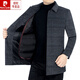 Pier Cardin High-End-Wolle Wolljacke für Männer mitten im Herbst und Winter und samtdickte Jacke mit mittlerer Länge für Daddy Wollmantel Blaugrau 180/XL