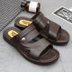 Shanghai Huili Herren Sandalen Sommer Sohle tragen lässige und junge ältere ältere, Vater Anti-Rutsch-Schlupf-Sandalen 3888 Schwarz [Standardgröße] 42