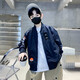Ropa infantil de Xizai Pier Biños de moda Chaqueta de bombardero Medium Boy Large Boy Sports and Casual Baseball Clothing Top Handsome Navy Blue 160 Altura recomendada 145-155cm