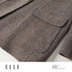 ELLE shopping mall same style 100% sheep wool dark brown suit jacket for women 2024 winter new niche top dark brown S