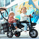 Hafulong (Hafulong) Kinderdreirad doppelte Zweisitzer Baby Fahrrad Twin Cart Baby Leichter Kinderwagen Großer schwarzes Doppelflugzeugrad + Sicherheitsgurt + Heckkorb
