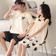 
Langsha (langsha) couple pajamas pure cotton suit summer short-sleeved suspender skirt cool thin style one man and one woman full cotton home clothing L9902 [high quality pure cotton] L men