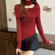 TCMUH New Year Battle Robe Jahr des Jahres des Snake-Frauen-Pullovers, Tochter-in-Linie-Miu-Style-Weihnachtsfest-Weihnachtswinter-Wutkleidung rot unregelmäßiger Pullover + rotes kariertes Rock 687 S Empfohlen 7085jin [Jin gleich 0,5 kg]