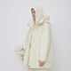 LESS winter white duck down jacket for women warm casual loose hooded drawstring down jacket mid-length 2NAC12610 123/milk white XS