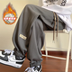 NEW OR MODE waffle casual pants men ins American high street spring and autumn loose versatile straight-fitting sports trousers trend K1049J apricot color plus velvet M [Suggest 95-110Jin [Jin equals 0.5 kg]]