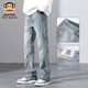 
Big Mouth Monkey (paul frank) American wide-leg jeans men's autumn and winter loose new casual straight-leg trendy brand high street slim pants men's clothing Nostalgic blue 9901H [official authentic] XL [recommended 140-160Jin [Jin equals 0.5 kg]]