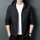 
J Jinba Daddy's Spring and Autumn Thin Jacket Middle-aged Men's Stand Collar Spring Casual Loose Hooded Outer k12127 Black M 170