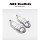 ABCdoukids Girls Princess Shoes 2024 Autumn and Winter New Style Flat Shoes Comfortable Shoes Versatile Leather Shoes Silver Size 35 Inner Length 21.5cm