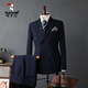 Woodpecker (TUCANO) Men's Suit Suit Casual Business Formal Wear Groomsmen's Suit Groom Wedding Double-breasted Striped Suit Jacket Men's Dark Blue (Suit+Vest+Trousers) 3XL 56(145-158Jin Jin equals 0.5kg)
