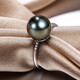 Queen of Pearls Tahitian Black Pearl Ring 18K Gold Diamond Saltwater Pearl Ring Birthday Gift 14