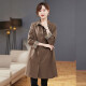 LEDIALYI 2023 Spring and Autumn New Women's Fashion Korean Style Casual Middle-aged Small Windbreaker Jacket Women's Medium Long Coat Brown XL (Recommended 125-140 Jin [Jin equals 0.5 kg])