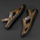 Qice summer sandals men's bag-toe casual shoes outdoor breathable beach sandals fashionable sports slippers summer hole shoes 689 brown 40