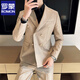 ROMON suit men's suit double-breasted host casual white dress trendy lapel business slim suit three-piece suit white single-piece suit 2XL