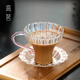 Gao Ming small glass tea cup with handle for ladies tea cup Kung Fu tea Pu'er tea green tea tea set coffee cup bamboo hat water cup petal small tea cup pink handle with coaster 100ml