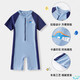 Fragen Sie Junior Hot Spring Bades Bades Badeanzug 2025 Sommer einteiliger Kinderbadeanzug kurzärmelig mittelgroße Kinder Badeanzug Blue 150