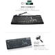 Wallaby DS-2603 fashionable business office keyboard wired USB/PS2 interface keyboard soft sound waterproof with hand rest 104 keys black PS/2 round mouth