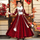 
Meow Camel Girls Ancient Costume Han Clothing Winter Year of Dragon New Year New Year New Year greetings winter Chinese style Tang Dynasty Girls Long Dress 9855 Red Fur Collar 170cm