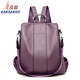 Kangaroo (KANGAROO) backpack for women 2024 new fashion simple soft leather travel backpack multifunctional women's large capacity anti-theft bag black