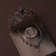Shijun (SHIJUN) Baroque European and American Black Retro Crown Wedding Bride Headdress Gown Necklace Three-piece Set Wedding Jewelry Gift Black Crown Three-piece Set (Earing Style)