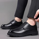 Playboy Cuero zapatos casuales para hombres uso formal de cuero genuino transpirable negro suave suela gruesa 2025 nuevos zapatos de cuero de cabeza grande para hombres encaje negro 9763 40