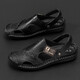 Qice Summer Sandals Herrenbag-Toe Freizeitschuhe im Freien atmungsaktive Strandsandalen Mode Sportpantoffeln Sommerlochschuhe 689 Schwarz 41