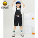 B.Duck小黄鸭童装女童背带裤儿童夏季纯色五分吊带裤BF235A7002黑色110cm