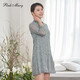 PinkMary Pink Mary Mall Sême printemps et automne Mulberry Silk Robe Floral Jupe à manches longues PMALS5009 Retro Green XS