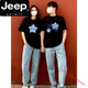 Jeep spirit couple tenue de vêtements d'été couple 2025 Nouvelle créneau de niche marque t-shirt à manches courtes d'été 7374-hommes noir et femelle blanc l = hommes l + femmes l
