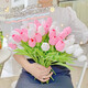 Flower e-flow ins artificial flower tulip fake flower bionic bouquet living room decoration flower table flower arrangement floral photo bouquet 15 tulips (10 pink + 5 white)