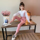 Xiong Diming Children's Clothing Girls Summer Suit 2021 Children's Short-Sleeved Fashionable Summer Two-piece Suspenders Set for Girls and Girls 5-13 Years Old Summer Suspenders Suit Pink + Long Sleeve 140 Codes (Recommended Height Around 135)