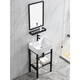 Basin de lavage à la terre au sol petit appartement pour le sol en céramique lavabo de lavage de salle de bain bassin de bains de salle de bain Balcone extérieur bassin de colonne sans robinet Style de mise au plancher 4837 (bassin + rack)
