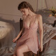 Langsha Nightgown Women's Sexy Nightgown Mesh Women's Nightgown with Panties Lace Suspender Nightgown Home Clothes