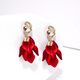 Qlady temperament red flower earrings female temperament high-end earrings for women 2024 new niche light luxury New Year earrings